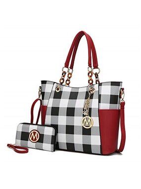 MKF Womens Tote Bag Wallet Set Vegan Leather Shoulder Purse Top Handle Handbag